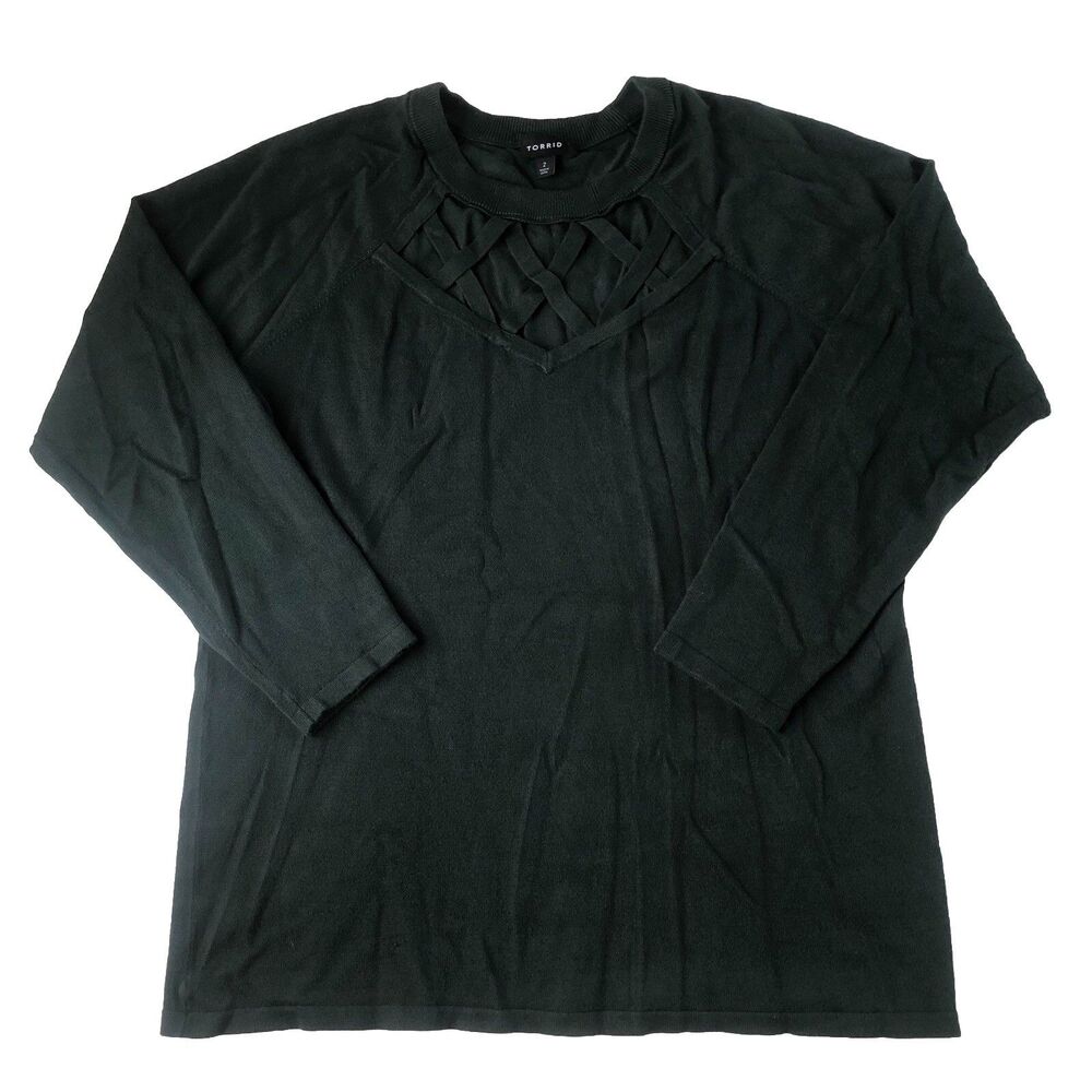 Torrid Women’s Criss Cross Front Sweater Green Tag Size 2